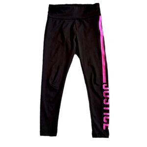 Justice Girls Sz 6 Distressed Black & Pink Leggings